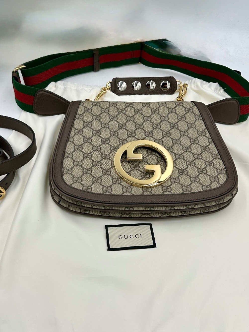 Women’s Gucci Blondie GG Supreme Shoulder Bag.  Made in Italy.